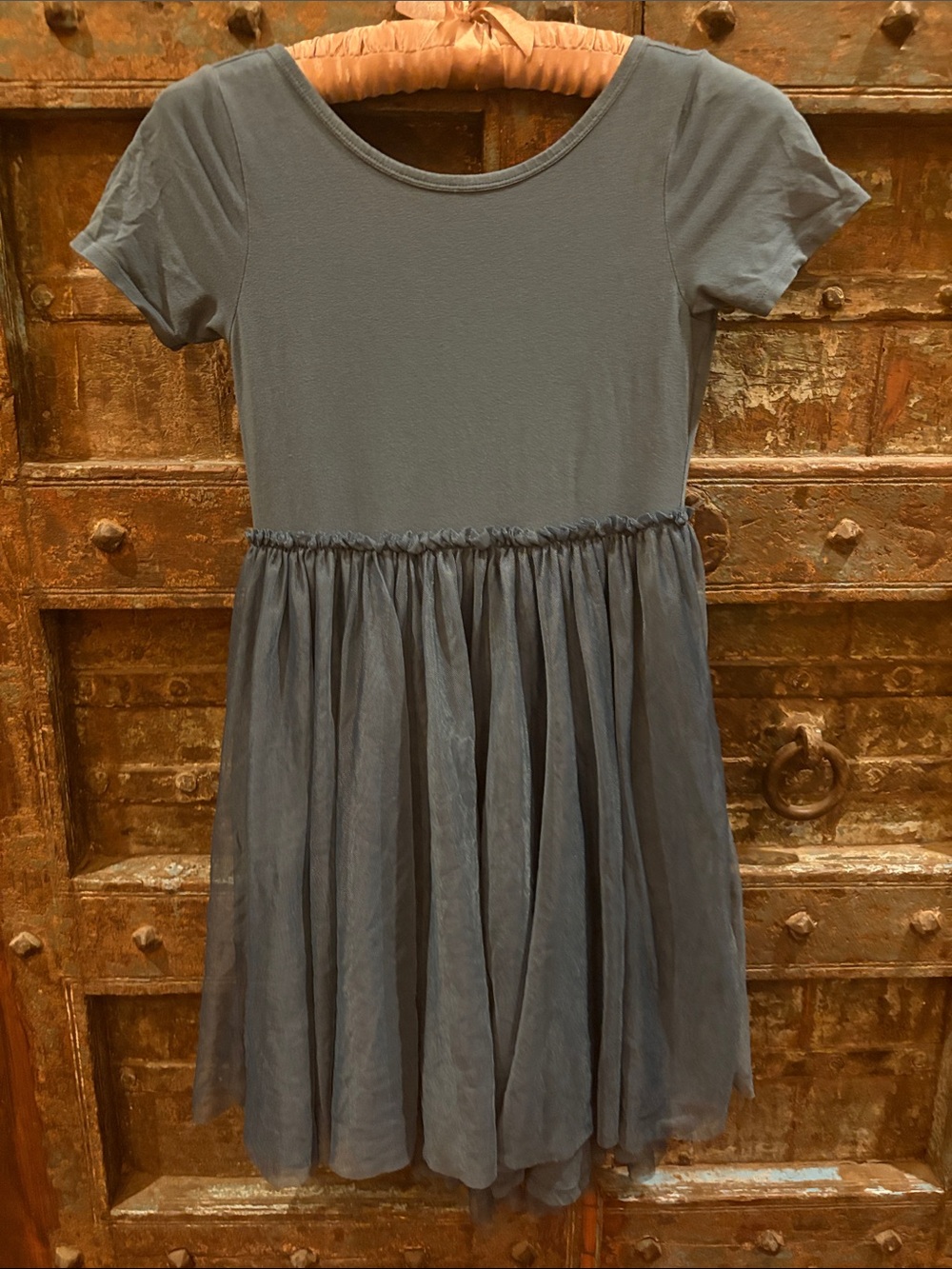 Tea Collection Teal Short Sleeve Tulle Dress